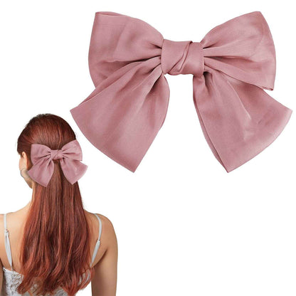 Bow Hair Clip, Pack of 2 Women Hair Bows Large Bow Hair Clip French Hair Clips Girls Hair Clips (Black + White)