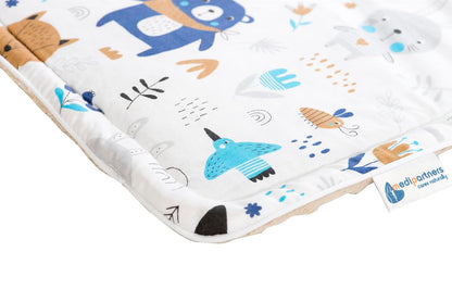 Sitzauflage Kinderwagen Buggy Baby Sommer Kindersitz Einlage Universal - 5tgl Gurtpolster + Spielbogen Kinderwagenset Babyschale (Safari mit beige Minky)