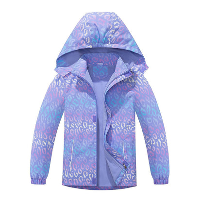 linboo softshell jacket girls' transitional jacket with hood, fleece-lined windbreaker, breathable rain jacket, waterproof outdoor jacket for children 