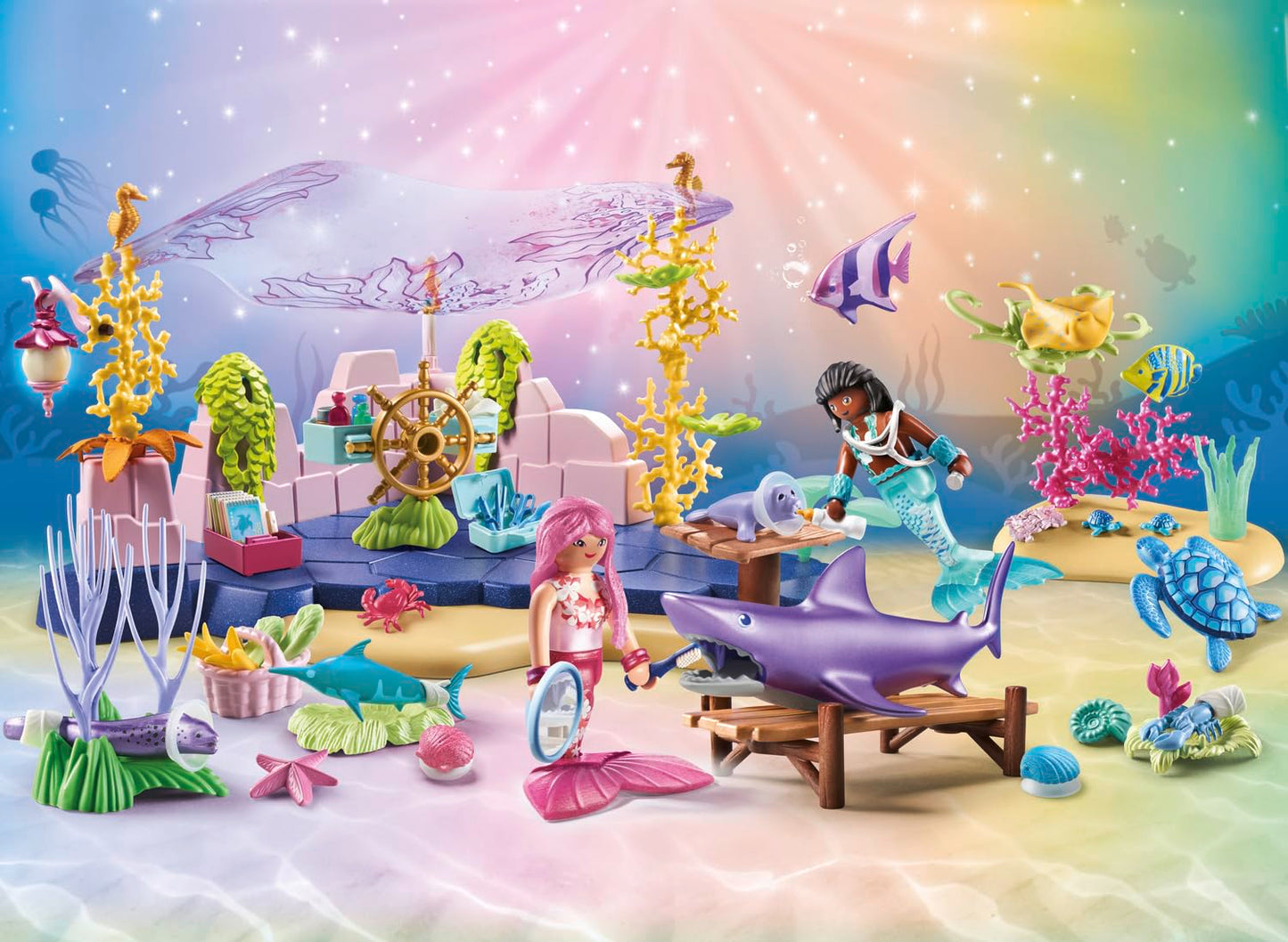 PLAYMOBIL Princess Magic 71499 Underwater Animal Care of Sea Creatures, Loving Care of Sea Animals, Includes Care Station, Bandage and More, Various Toys for Children from 4 Years