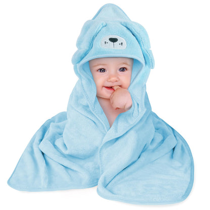Aolso Hooded Towel Baby, 80 x 80 cm Baby Towel Hood, Baby Wash Cloth, Coral Fleece Baby Towel with Hood for Newborns, Soft and Super Absorbent, Unisex (Grey Elephant)