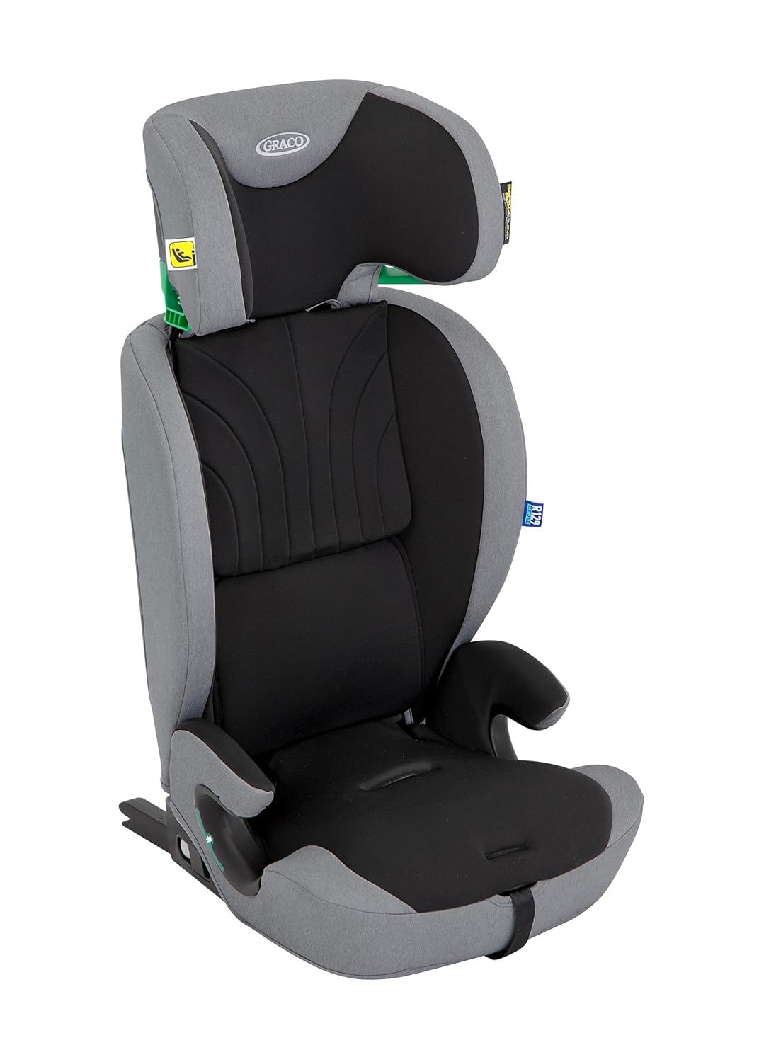 Graco Energi™ i-Size R129 Kindersitz, Autositz vorwärtsgerichtet ab 15 Monaten bis ca. 12 Jahre (76-150 cm), 5-Punkt-Gurtsystem, ISOFIX und Tether, Installation mit Fahrzeuggurt, grau/schwarz, Meteor