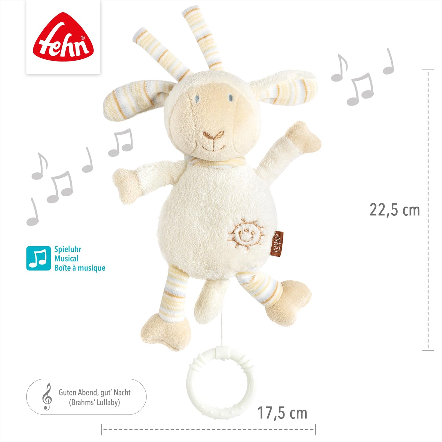 Fehn Mini-Spieluhr Otter – Kuscheltier & Einschlafhilfe: Aufzieh-Spieluhr mit sanfter Melodie Brahms Wiegenlied beruhigt in jeder Situation – für Babys und Kleinkinder ab 0+ Monaten