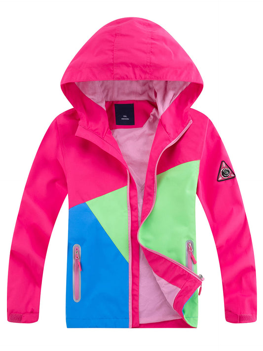 YOUNGSOUL Kinder Wind und Wasserdicht Regenjacke mit Farbblock