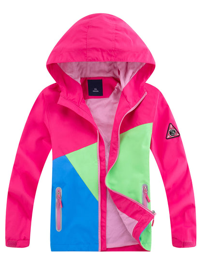 YOUNGSOUL Kinder Wind und Wasserdicht Regenjacke mit Farbblock