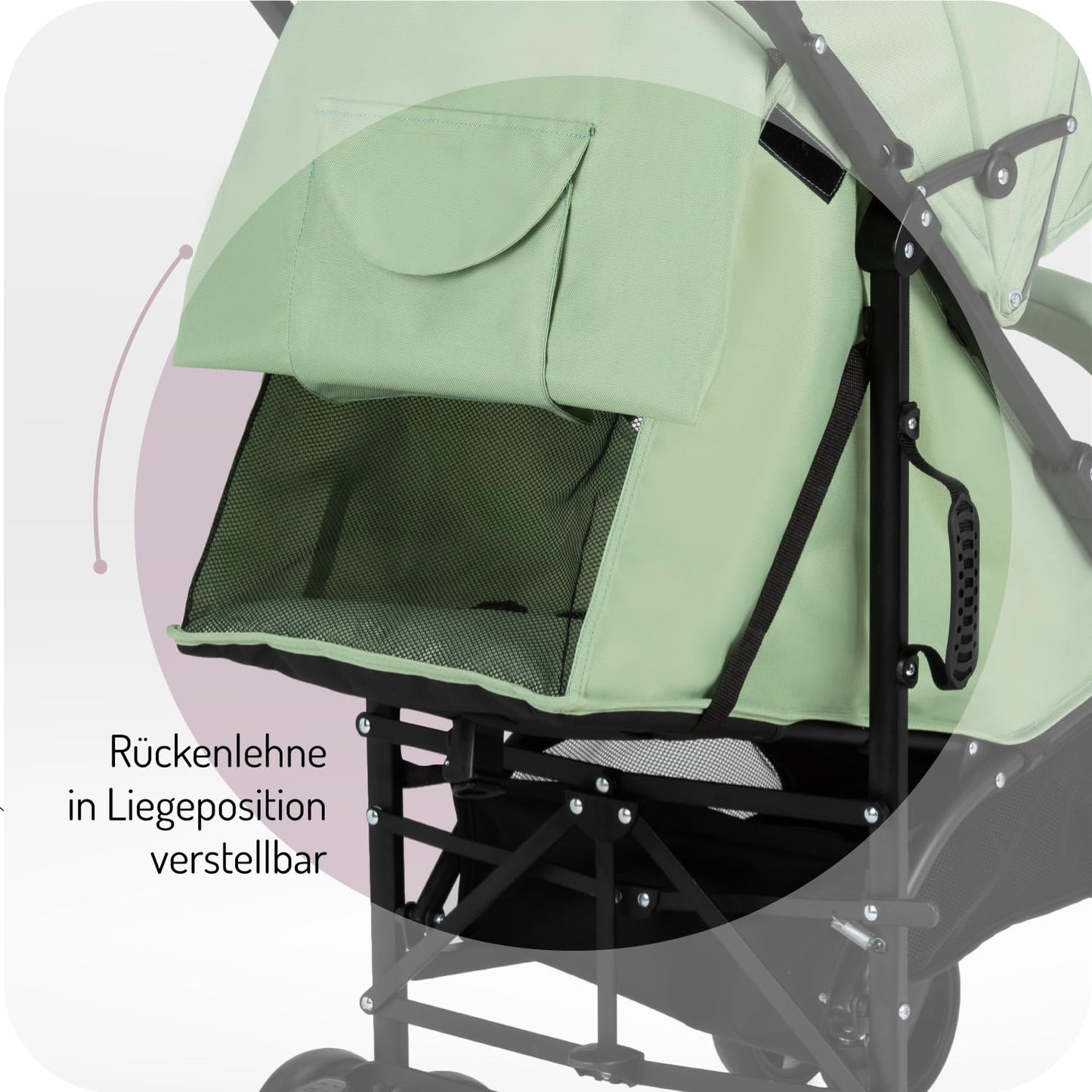 MoMi AKIRA Kinderbuggy Kinderwagen ab 6 Monaten (bis 15 kg), verstellbarer 5-Punkt-Sicherheitsgurt, Babytasche, Einkaufskorb, Regen- und Insektenschutz.