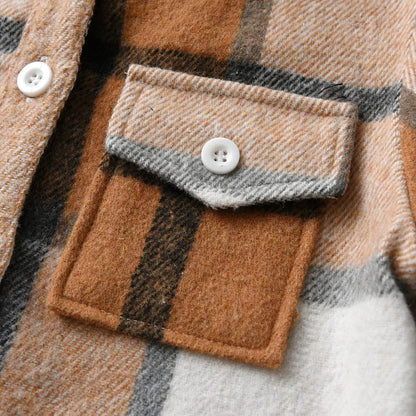 Kinder Übergangsjacke Jungen Kindermantel Mädchen Jacke Kariertem Hemd mit Kapuze für Frühling und Herbst