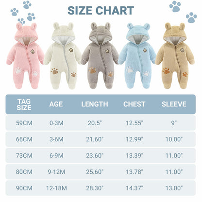 Baby Schneeanzüge Winter Overall mit Kapuze Fleece Strampler Mädchen Jungen Warm Outfits- Gr. 0-3 Monate (59 cm), Gelb