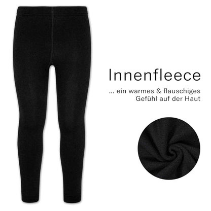 Children's Thermal Leggings Multipack of 2 Black with Fleece