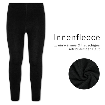 Kinder Thermo-Leggings Multipack von 2 Schwarz mit Fleece