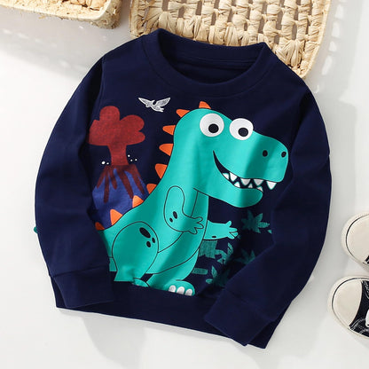 Pilipulu Sweatshirt Boys Kids Pullover Boys Cotton Long Sleeve Shirt Kids Dinosaur Digger Warm Tops 2-7 Years Size 92 98 104 110 116 122
