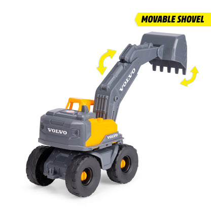 Dickie Toys - Volvo Bagger Tough Excavator (26 cm) - Spielzeug-Schaufelbagger für Kinder ab 3 Jahre mit Freilauf, beweglichem Arm und Schaufel, als Sandspielzeug geeignet