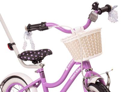 sun baby Mädchenfahrrad 12, 14 und 16 Zoll Radgröße Heart Bike zur Auswahl, mit Abnehmbarer Schubstange, Kinderfahrrad für Mädchen von 2 bis 6 Jahre