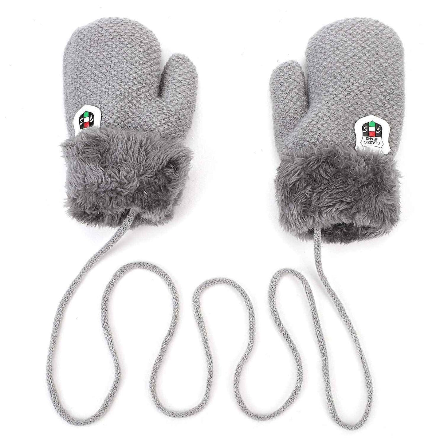 AVJERA 1-3 Jahre Baby Winter Handschuhe Kinder Gestrickte Fäustlinge Warm Verdickte Kinderhandsche Fausthandschuh mit Schnur Outdoor Weich Winterhandschuhe Skihandschuhe Handwärmer für Jungen Mädchen