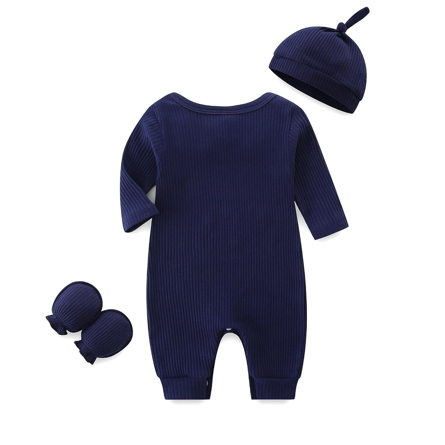 KIDDLETOWN Baby-Pyjama, Neugeborenen-Strampler, 3er-Pack, Schlafanzug mit Hut und Handschuhen, Baby-Pyjama aus Baumwolle, Langarm-Pyjama, Strampler, 0-3 Monate, Kleidung für Mädchen und Jungen