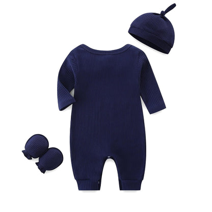 KIDDLETOWN Baby-Pyjama, Neugeborenen-Strampler, 3er-Pack, Schlafanzug mit Hut und Handschuhen, Baby-Pyjama aus Baumwolle, Langarm-Pyjama, Strampler, 0-3 Monate, Kleidung für Mädchen und Jungen