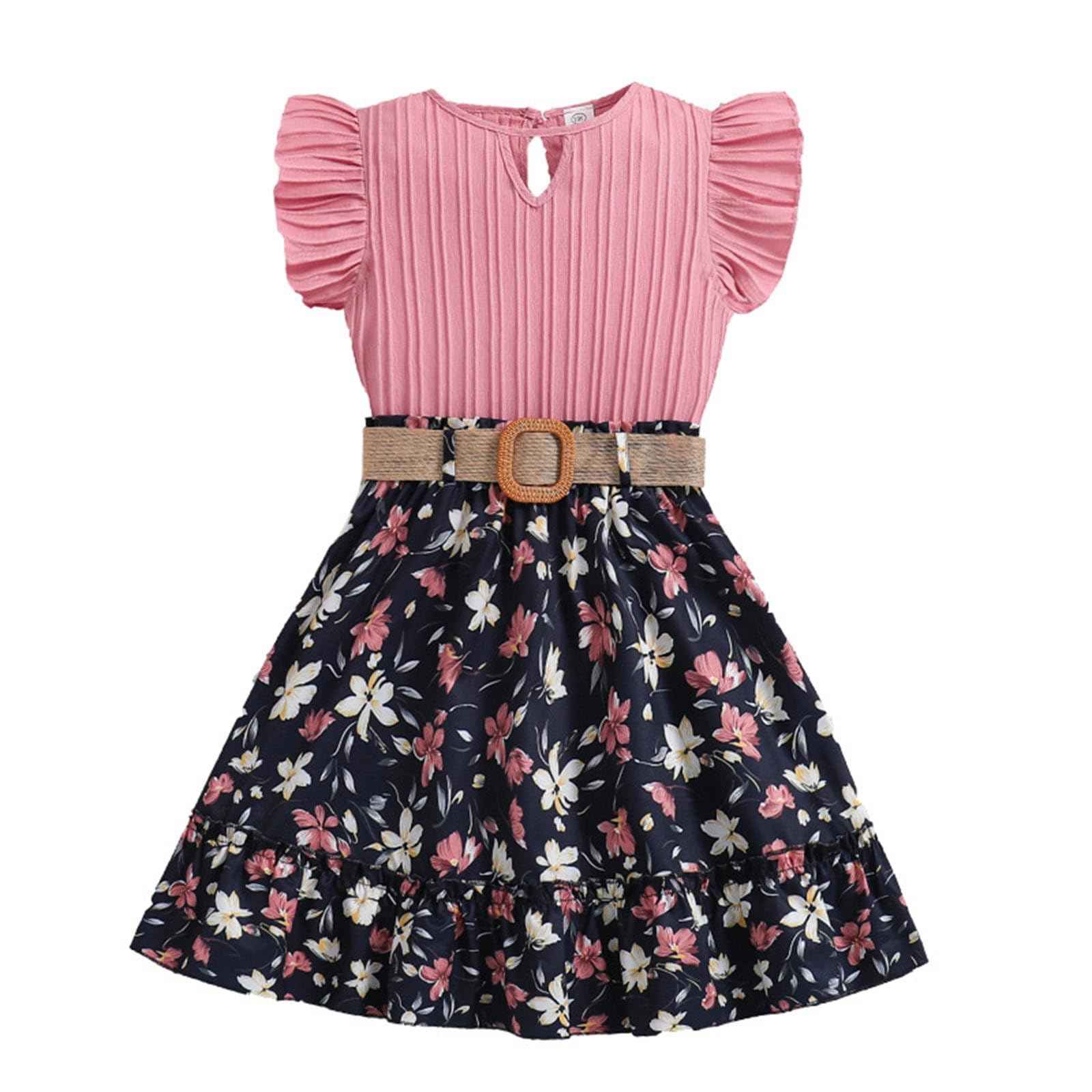 Kleinkind Baby Mädchen Outfits Rüschen Ärmellose T-Shirt Tops + Elegant Blumen Mini Rock 2 Stück Frühling Sommer Kleidung Sets