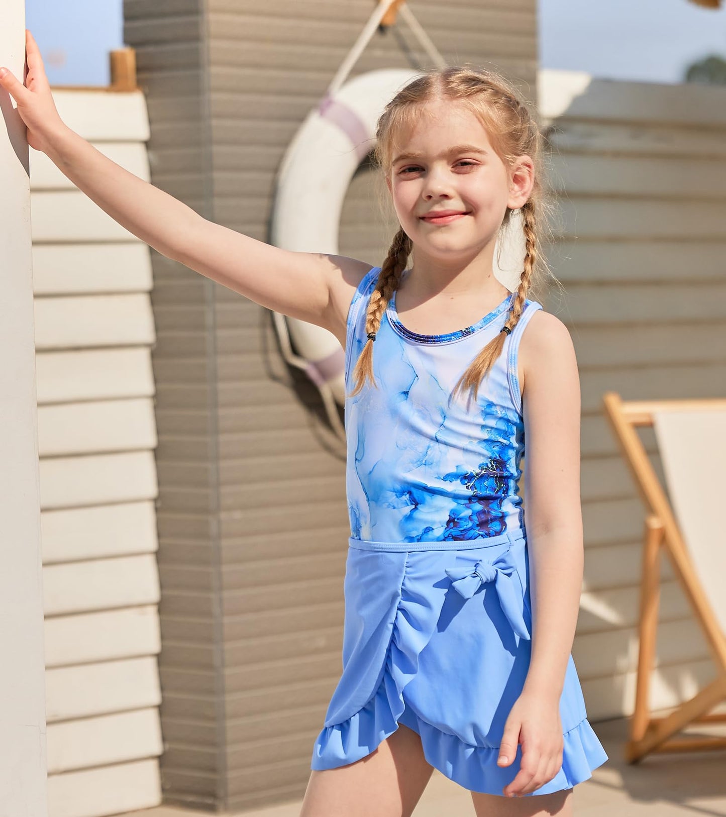 AIDEAONE Mädchen Badeanzug Dreiteiliger Tankini Sommer Schöne Schnelltrocknende Süße Bademode für Kinder 6-12 Jahre