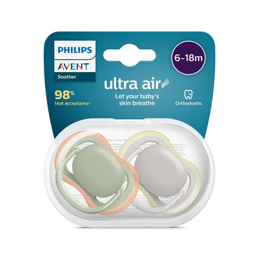 Philips Avent ultra air Schnuller - 4er Pack, BPA-freier, atmungsaktiver Schnuller für Babys von 6-18 Monaten, inklusive Transport- und Sterilisationsbox, Schildkröte/Wal (Modell SCF085/66) - Meloni2