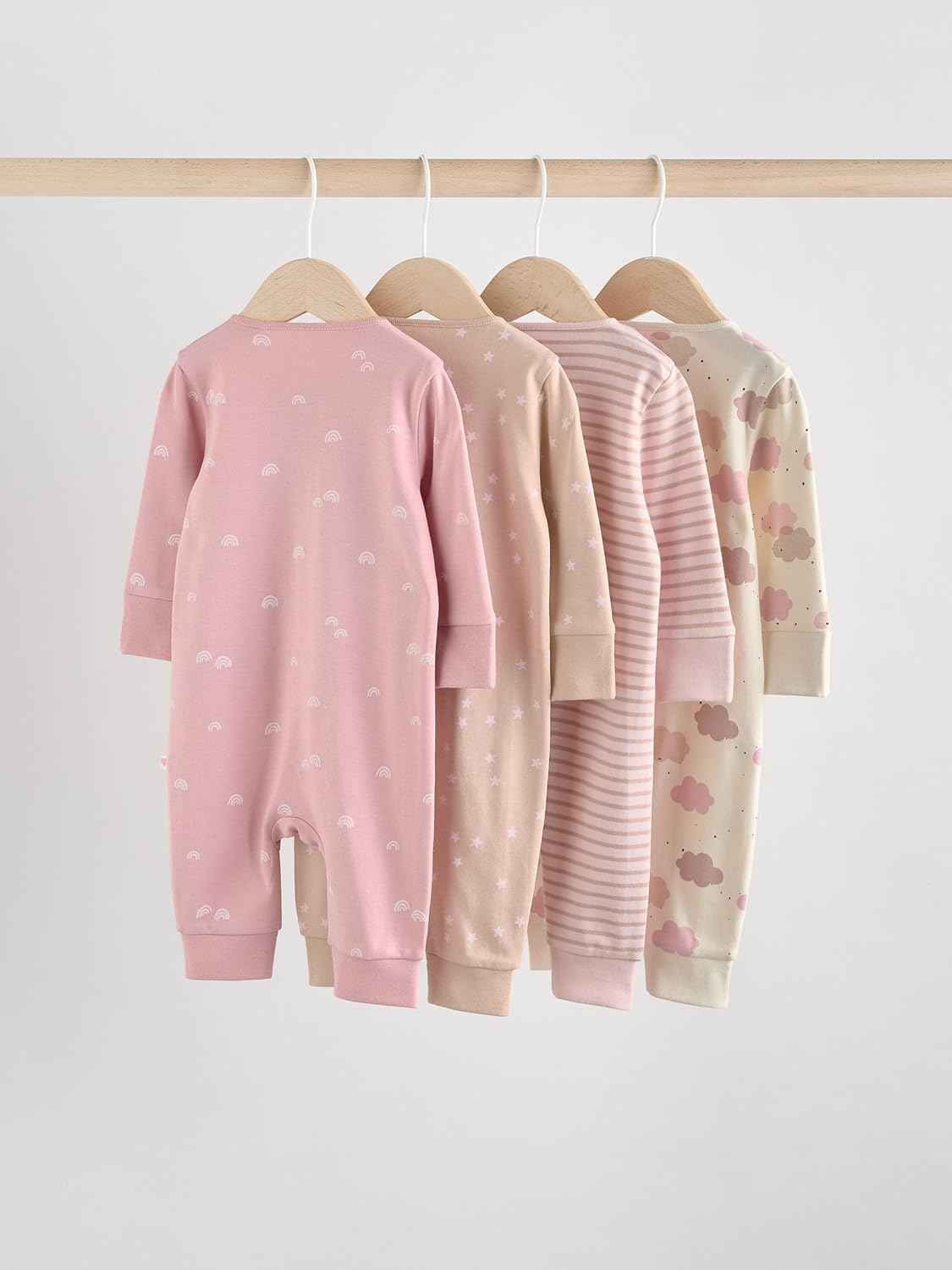 NEXT Baby Mädchen Babyschlafanzüge mit Zweiwege-RV, 4er-Pack