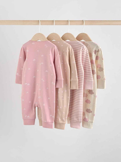 NEXT Baby Mädchen Babyschlafanzüge mit Zweiwege-RV, 4er-Pack