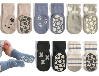 Rutschfeste Socken für Baby Mädchen Jungen 5 Paar Kinder Anti Rutsch Socken Sportsocken Stoppersocken