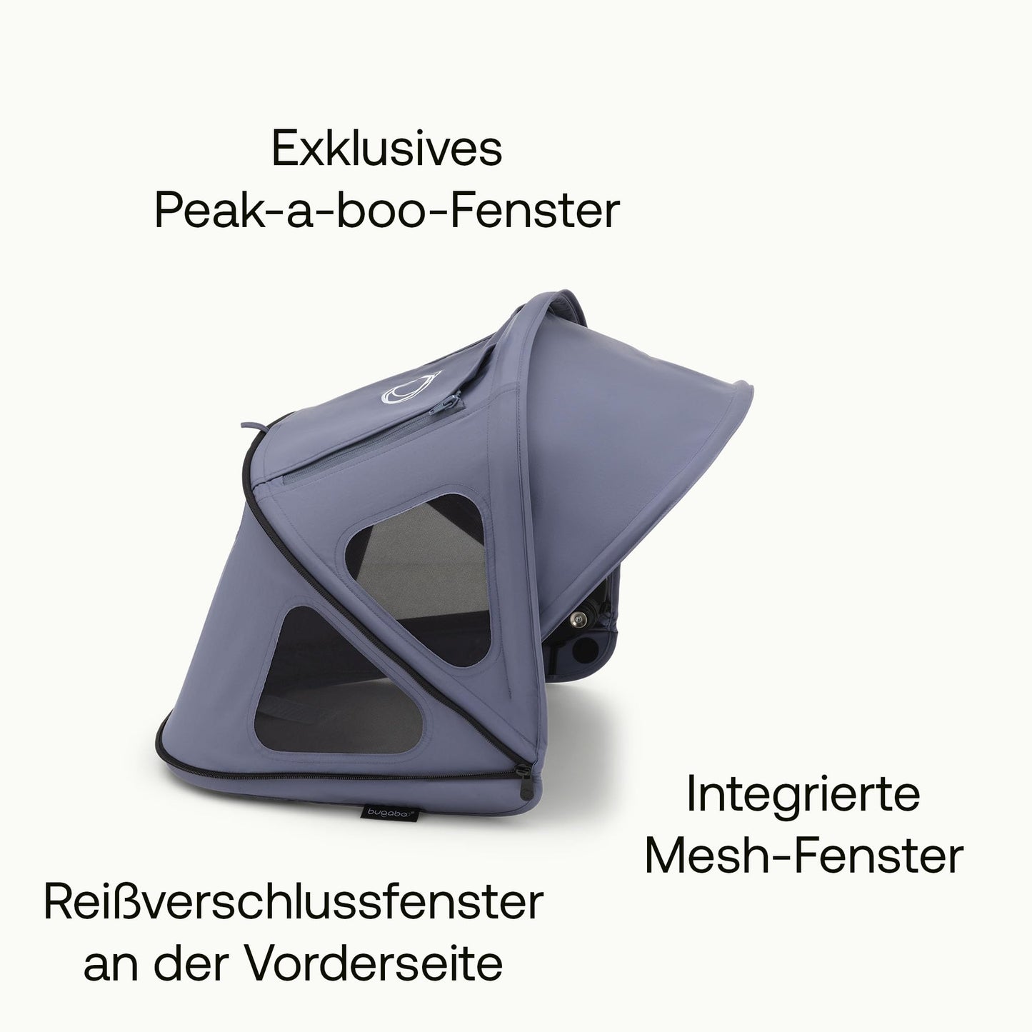 Bugaboo Dragonfly Sonnendach mit Lüftungsfenstern, ausziehbar für zusätzlichen und optimalen Sonnenschutz, wasserabweisend, Deep Indigo