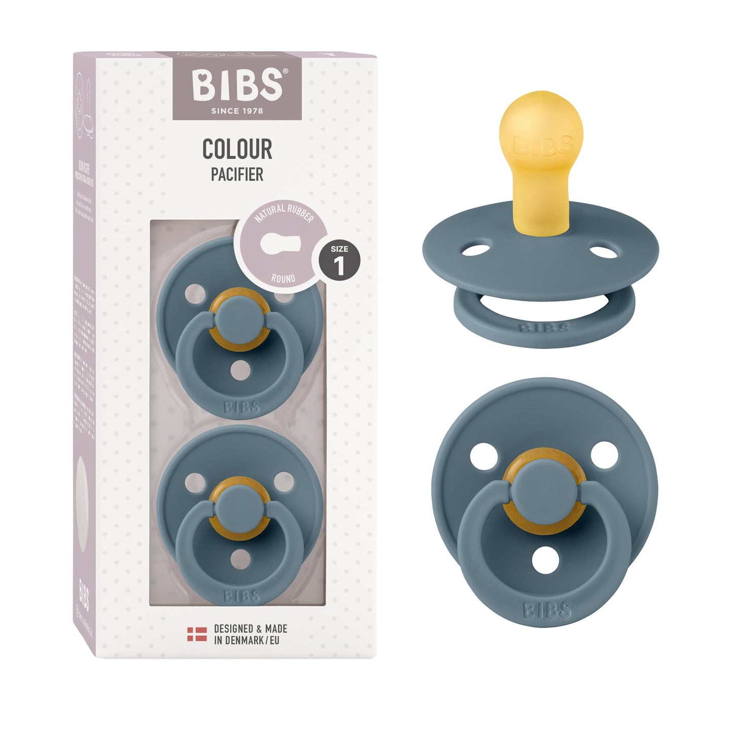 BIBS Colour Schnuller 2er-Pack, BPA-frei, Kirschform Nippel. Naturkautschuk/Latex, Hergestellt in Dänemark. Größe 2 | 6+ Monate | 2-Pack, Coral/Ruby