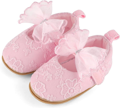 Cheerful Mario Baby Mädchen Schuhe Baby Ballerina Schuhe Lauflernschuhe Taufe Schuhe mit Bowknot PU Leder Babyschuhe
