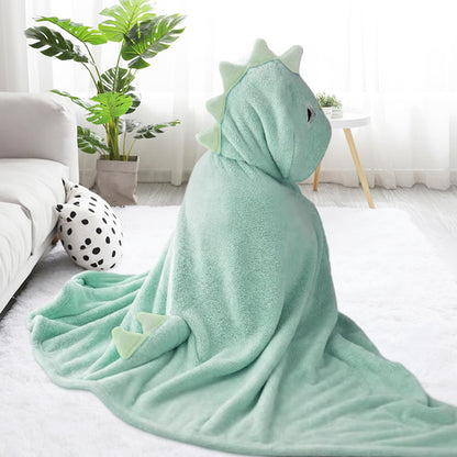 decalsweet Bath Towels for Kids, Large Softness and Absorbent Hooded Baby Bath Towel, Coral Fleece Children's Towel for Bathrobe Boys and Girls, 70 x 140 cm (Blue Elephant) 