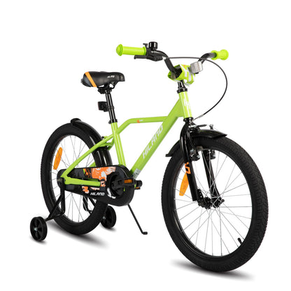 Hiland 12/14/16/20 Zoll Kinderfahrrad, Jungen Fahrrad für 3-10 Jahre, mit Stützrädern, Kinderfahrrad mit Handbremse und Rücktrittbremse, Schwarz/Grün/Blau/Orange - Meloni2