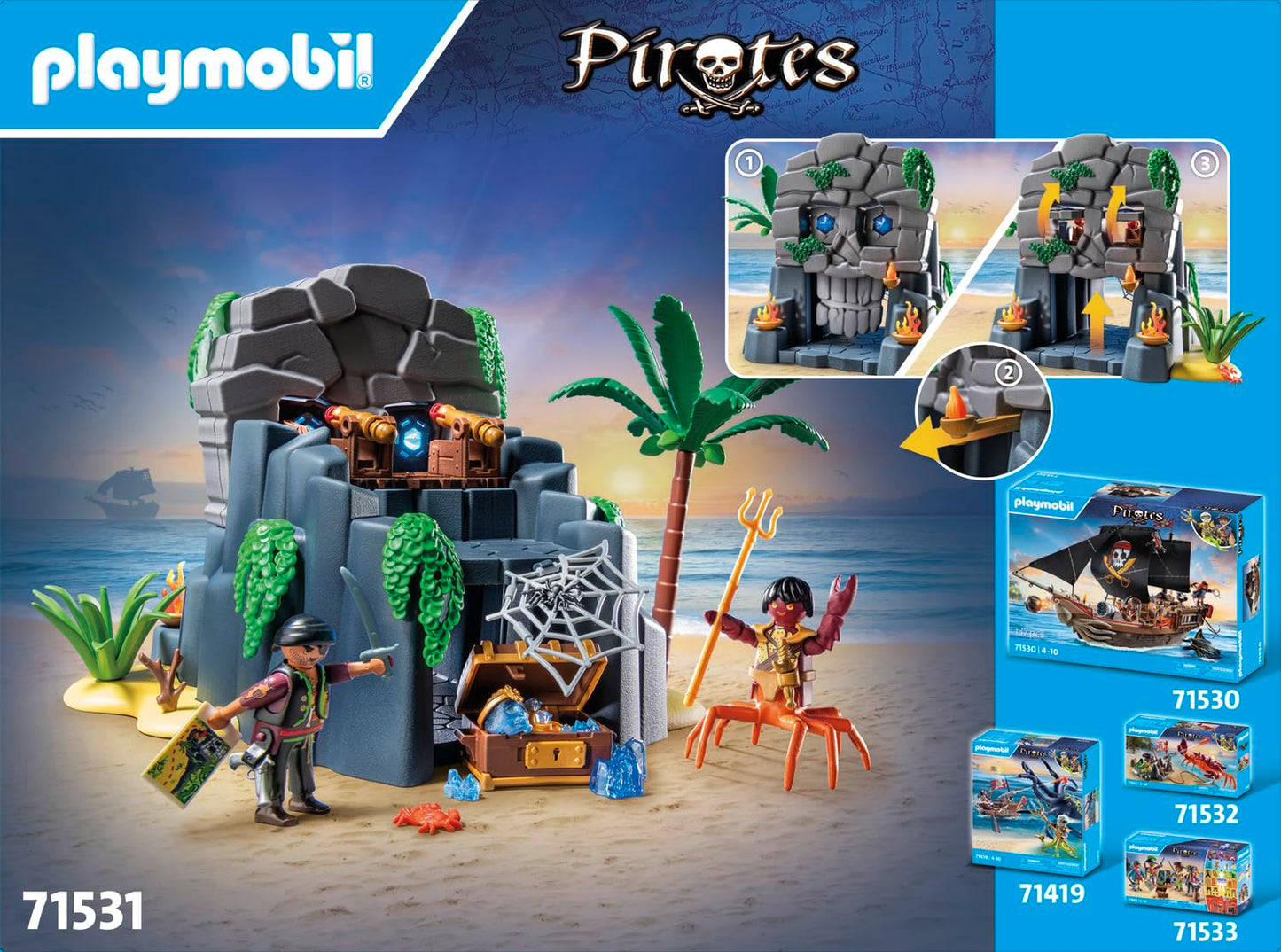 PLAYMOBIL | Pirates | Gefahr durch Riesenhai | Piratenspielzeug | Spielzeugfiguren | Spielzeug für Kinder ab 4 Jahren | 71793
