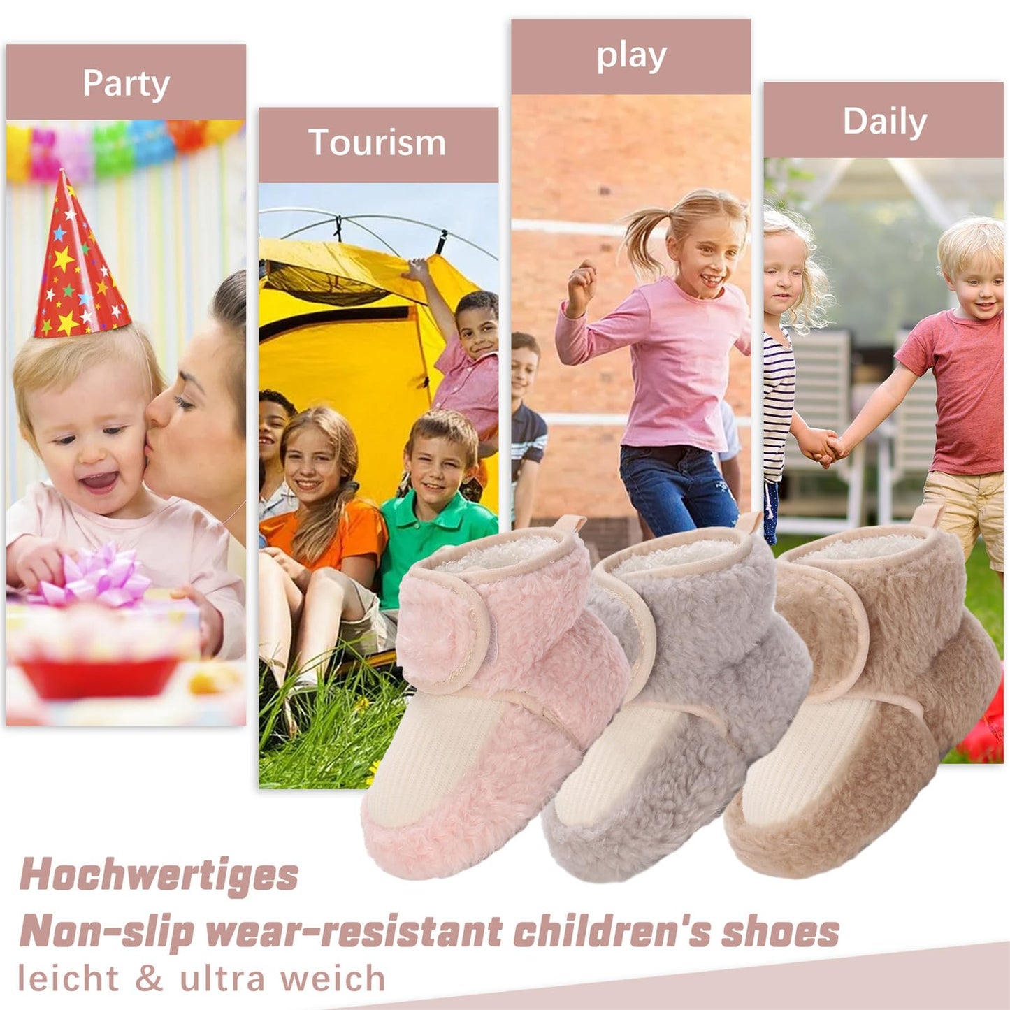 Baby Newborn Fleece Bootie, Winter Warm Non-Slip Soft Sole Winter Shoes, Sock Shoes, Cute Adjustable Crawling Shoes, Prewalker Boots for Girls and Boys, Toddler Size 0-18 Months