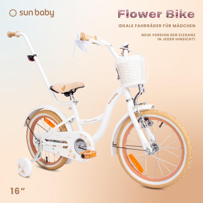 sun baby Mädchenfahrrad Flower Bike Radgröße zur Auswahl, mit Abnehmbarer Schubstange, Kinderfahrrad für Mädchen von 2 bis 6 Jahre - Meloni2