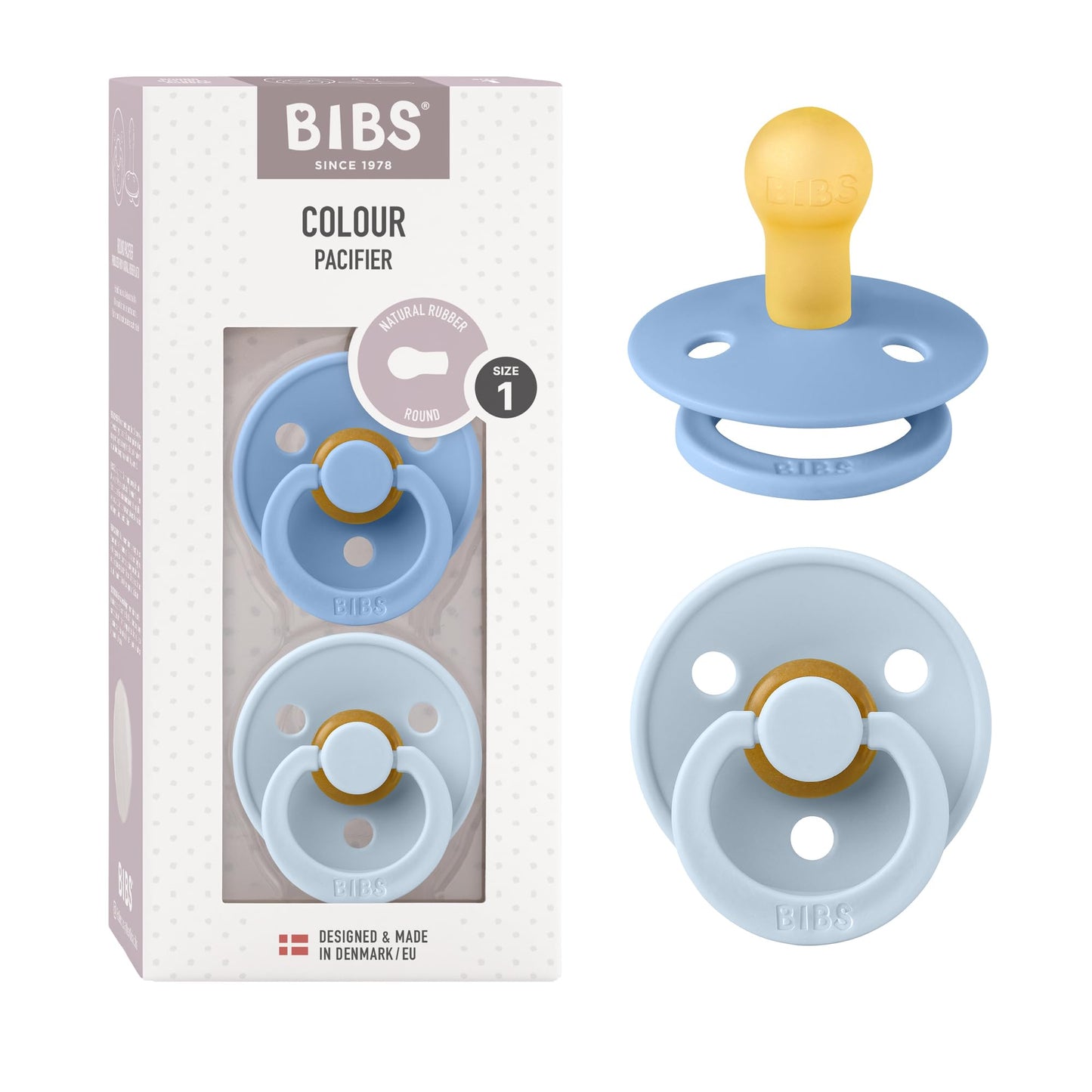 BIBS Colour Schnuller 2er-Pack, BPA-frei, Kirschform Nippel. Naturkautschuk/Latex, Hergestellt in Dänemark. Größe 2 | 6+ Monate | 2-Pack, Coral/Ruby