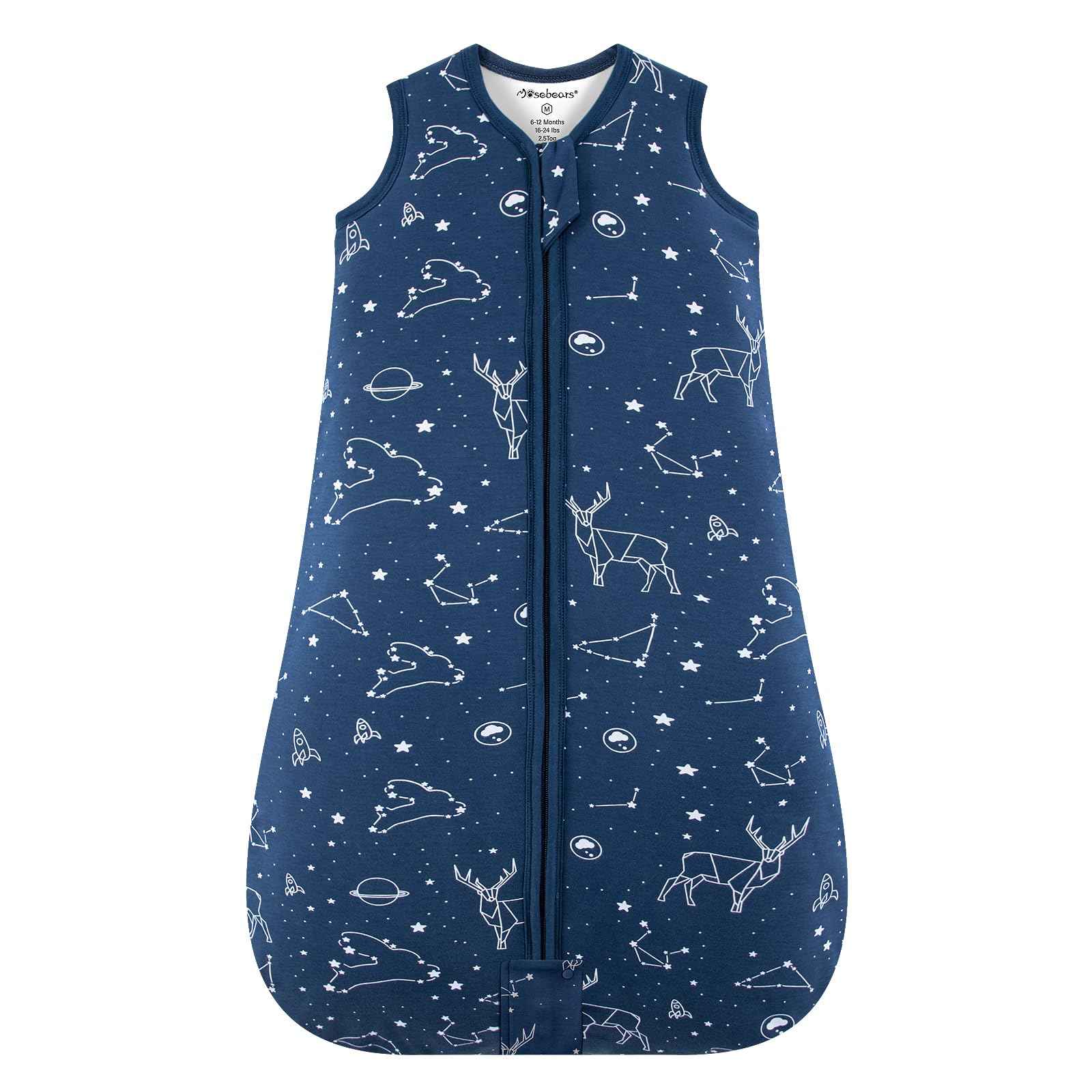 Mosebears Baby Sleeping Bag Winter 2.5 Tog, 100% Cotton Baby Winter Sleeping Bag for Babies 0-24 Months, M (6-12 Months)