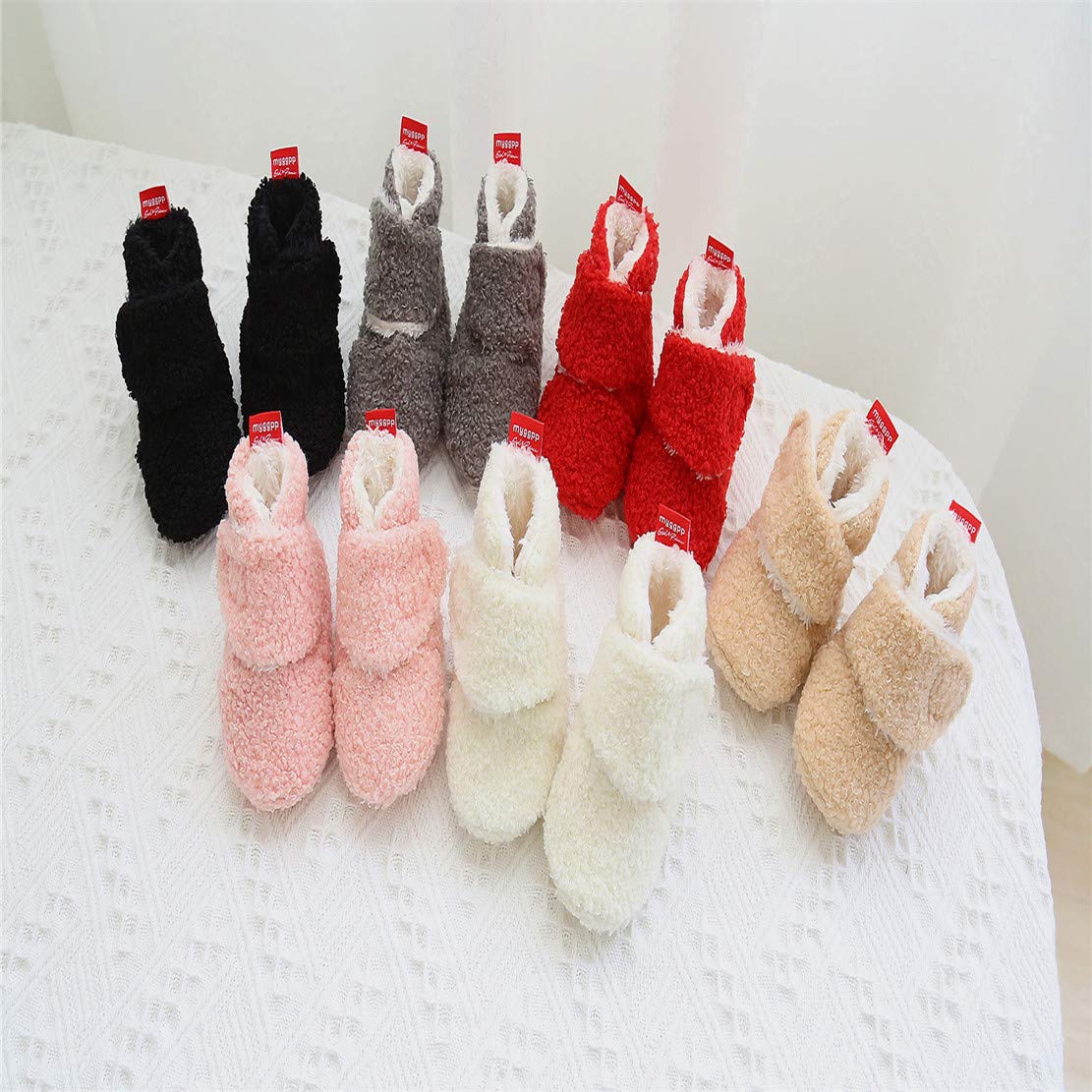 Edoton Infant Boys Girls Warm Slippers Winter White Cute Soft Cotton Unisex Non-Slip Baby Shoes for Christmas First Birthday Gift.