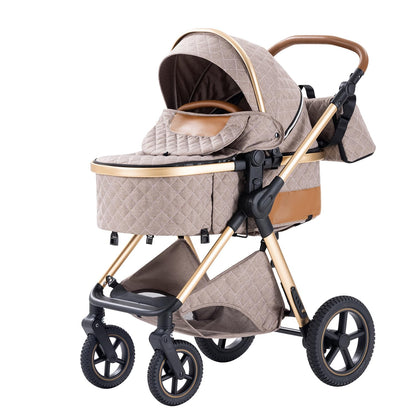 BEBBY 3-in-1 Kinderwagen KombiKinderwagen-Set 2-in-1 Buggy faltbar Luxus Hochlandschaft Neugeborenes Tragbarer Kinderwagen Zusammenklappbarer Kinderwagen Kinderwagen Travel System (D2-DEEPGREY)