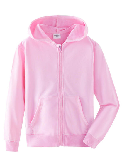 Spring&Gege Jungen Hoodie Sweatjacke Basic Einfarbig Baumwoll Kapuzenjacke für Kinder（3-12 Jahre）