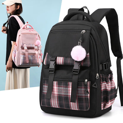 College Campus Schoolbag Weibliche Koreanische Version Schule Rucksack Belastung Linderung Mädchen Schultasche Junior Schulter Rucksack Reiner Farbeinkaufsrucksack