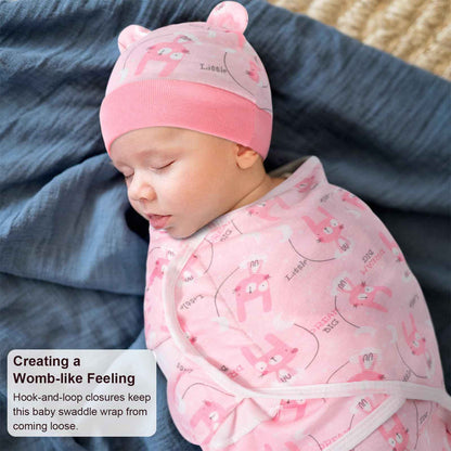 DRESHOW Neugeborene Swaddle Decke Hut Set Baby Gedruckt Swaddles Säugling Einstellbar Schlafsack für 0-3 Monate Mädchen Jungen
