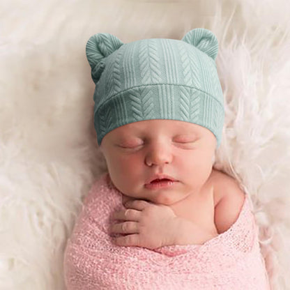 DRESHOW Neugeborenes Baby Mütze Hut und Handschuhe Set Beanie Bekleidung Unisex Infant Hut Kindergarten Mütze Baby Jungen Mädchen 0-6 Monate