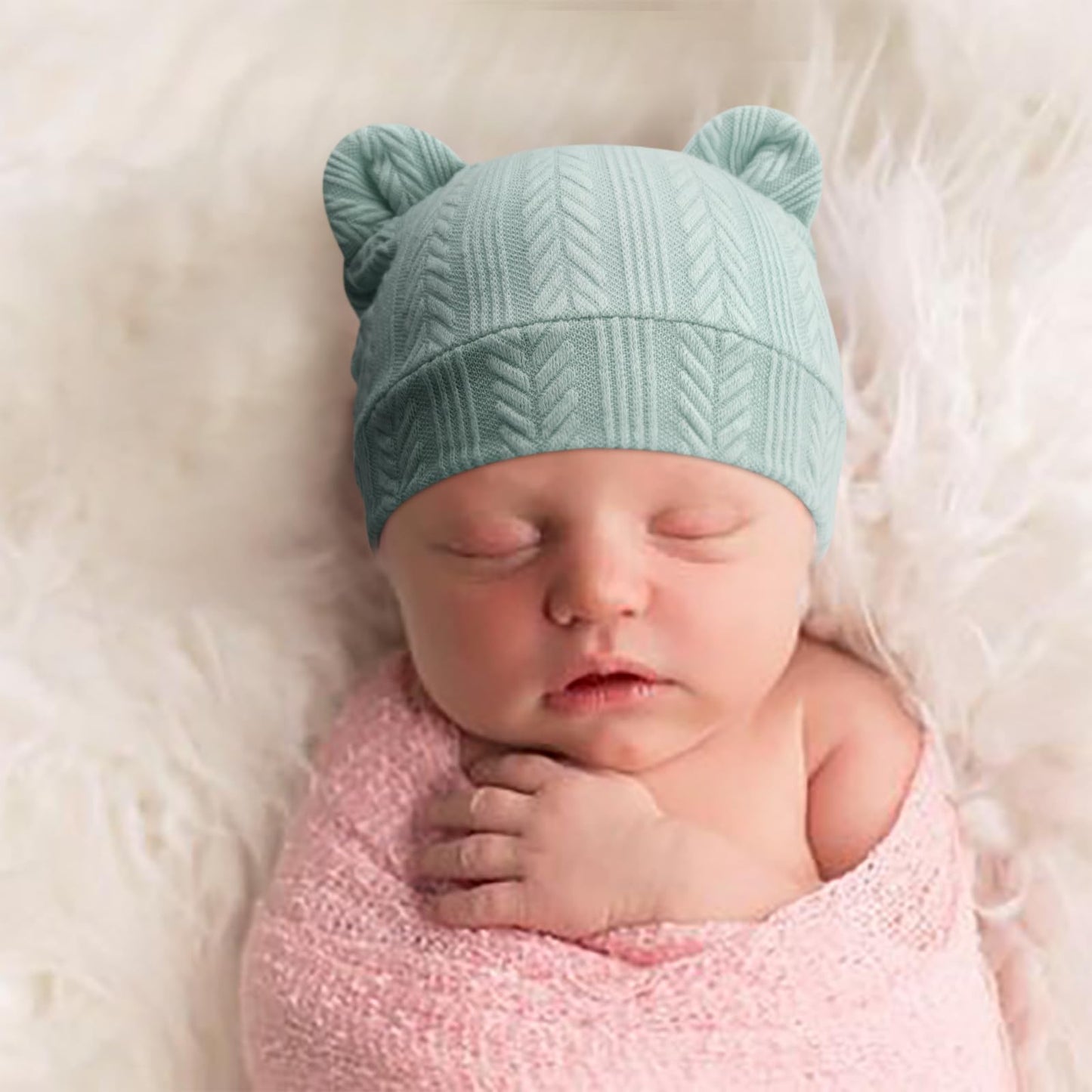 DRESHOW Newborn Baby Hat and Gloves Set Beanie Clothing Unisex Infant Hat Kindergarten Cap Baby Boys Girls 0-6 Months 