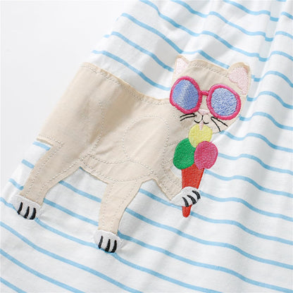 Kleinkind Mädchen Kurze Ärmel Ostern Kleid Baumwolle lässig Jersey Shirt Playwear Applique Kleid