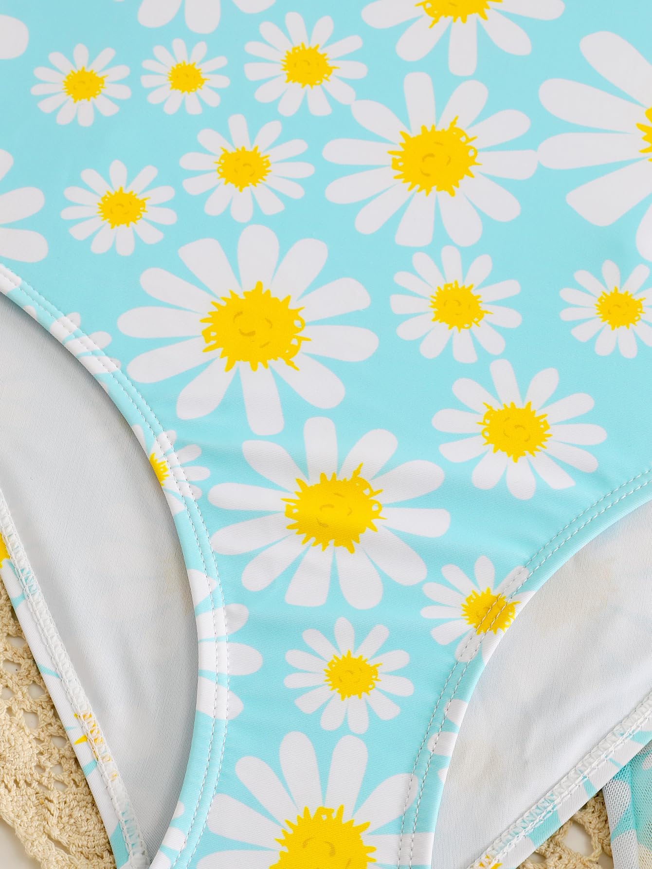 JiAmy Mädchen EIN Stück Badeanzug mit Rüschenrock Sommer Strand Badeanzug Daisy Floral Mädchen Bademode für 8-12 Jahre (120-160cm)
