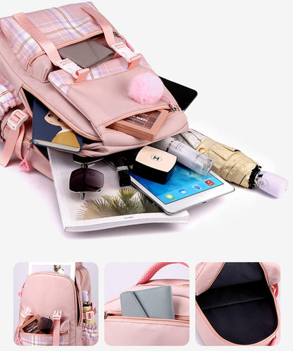 College Campus Schoolbag Weibliche Koreanische Version Schule Rucksack Belastung Linderung Mädchen Schultasche Junior Schulter Rucksack Reiner Farbeinkaufsrucksack