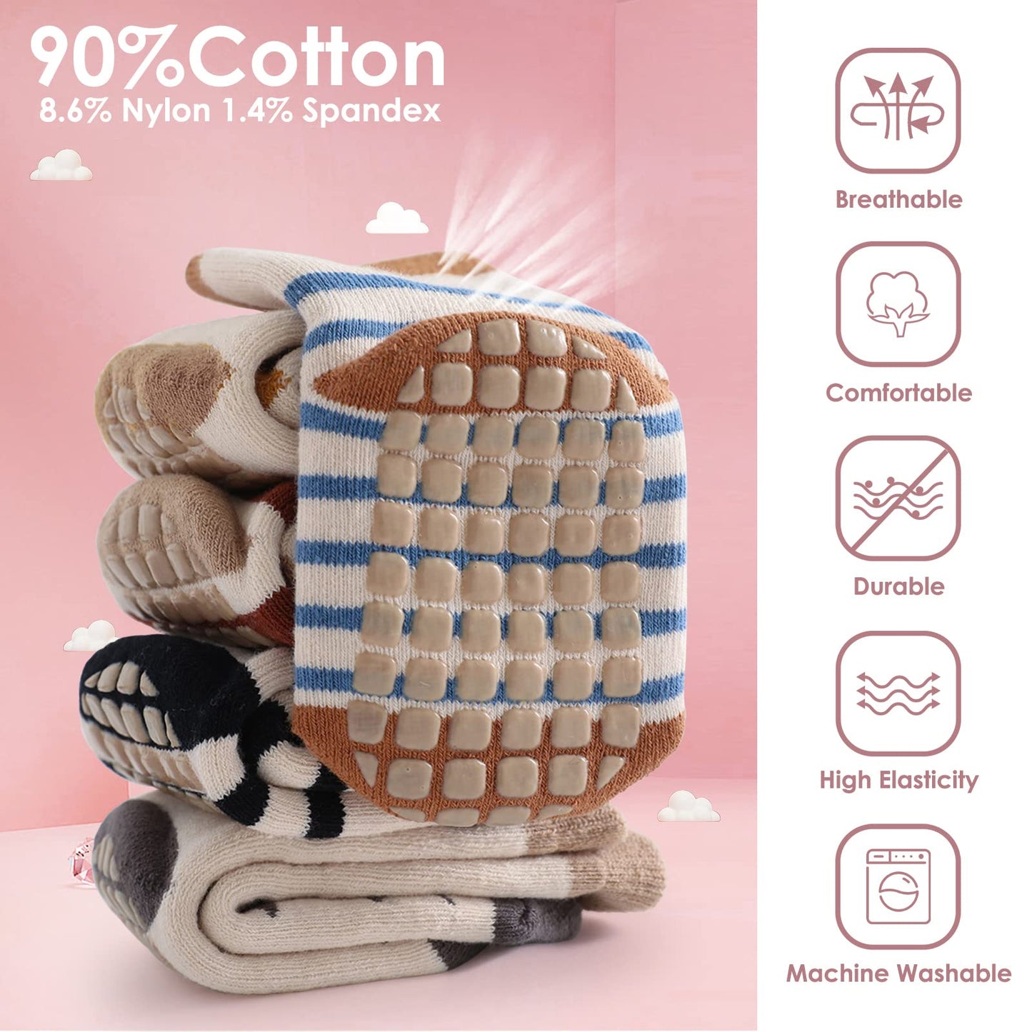 Simpeak Baby Socks, ABS Socks, Non-Slip Baby Socks, Non-Slip Baby Socks, Boys and Girls, Stopper Socks, Baby 0-36 Months