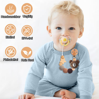 Handgemachte Bär Design Schnullerkette Cup Catcher BPA-frei Sicherheitsgurt für Verstellbarer Kinderwagenkette zum Aufhängen von Trinkbecher Halteriemen für Kinderwagen