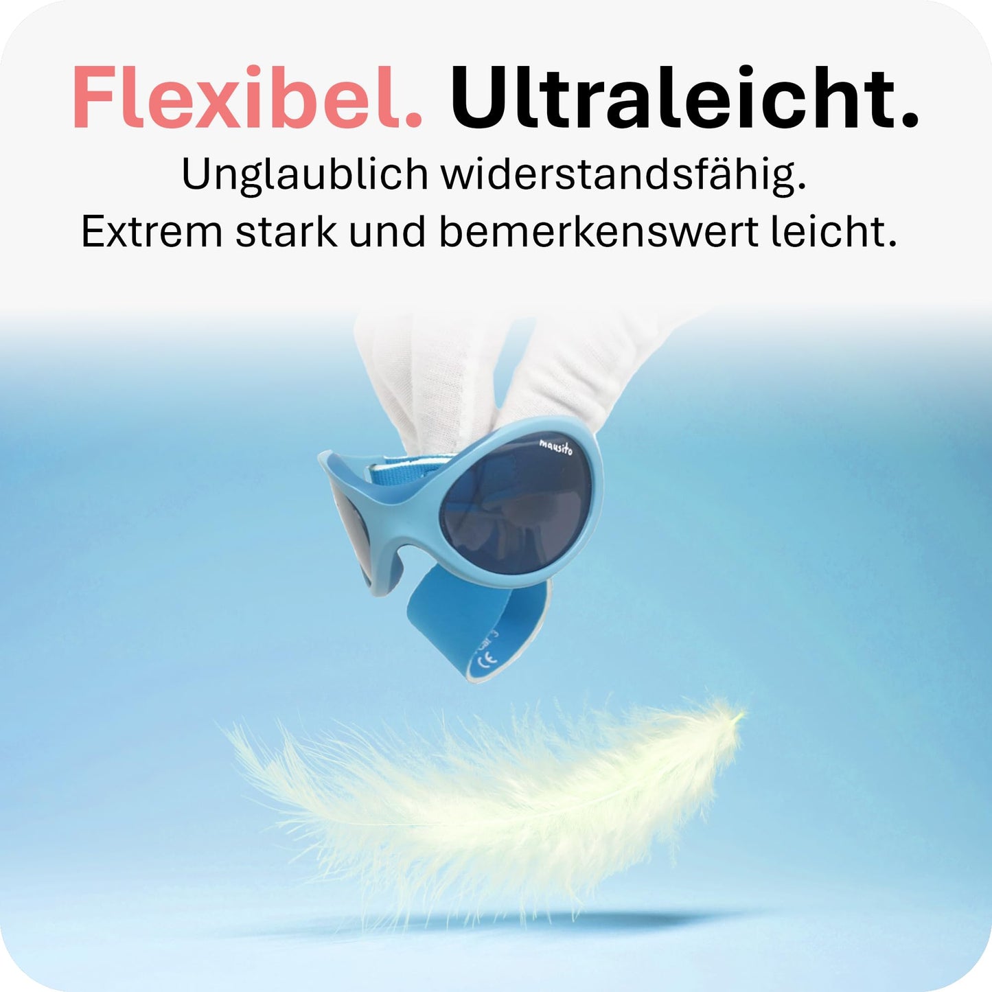 Mausito BABY Sonnenbrille 0-18 Monate Mädchen I VERGLEICHSSIEGER Sonnenbrille Baby 100% UV-Schutz I BIEGSAM & verstellbares Band I Schadstofffrei I Europäisches Design für Kinder gemacht