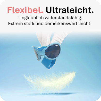Mausito BABY Sonnenbrille 0-18 Monate Mädchen I VERGLEICHSSIEGER Sonnenbrille Baby 100% UV-Schutz I BIEGSAM & verstellbares Band I Schadstofffrei I Europäisches Design für Kinder gemacht